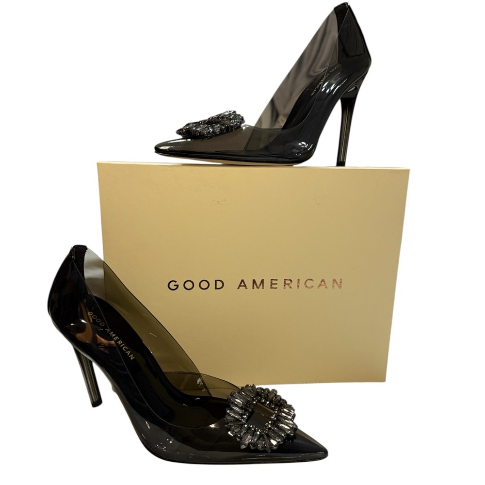 Good American “Cinder F*cking Rella” Crystal PVC Pumps – Size 9